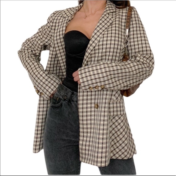 EXPRESS X Negin Mirsalehi plaid boyfriend Blazer - Picture 13 of 16